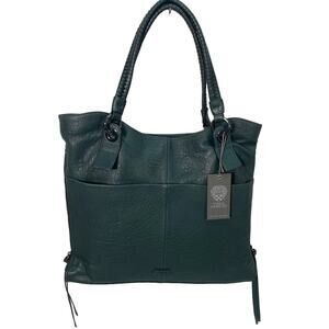 NWT Vince Camuto Myri Tote Shoulder Bag Purse Leather Dark Forest Green Jade